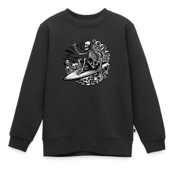Surfer-Skelett - Kinder Premium Organic Sweatshirt - Schwarz - Vorne - AI Model Kid Female (0cm)
