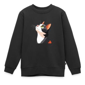 Katze schaut nach oben - Kinder Premium Organic Sweatshirt - Schwarz - Vorne - AI Model Kid Female (0cm)