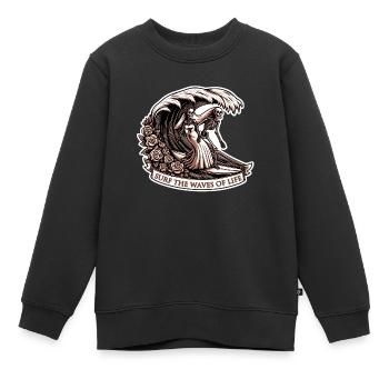 SURFEN SIE AUF DEN WELLEN - Kinder Premium Organic Sweatshirt - Schwarz - Vorne - AI Model Kid Female (0cm)