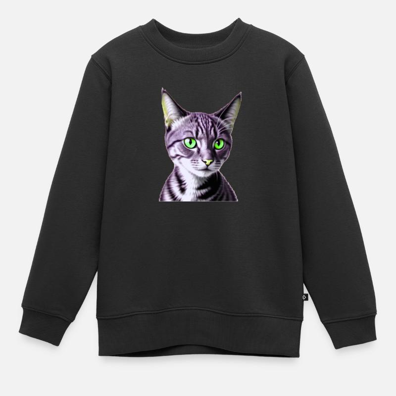 Chat aux yeux verts - Sweat Premium enfant bio - noir
