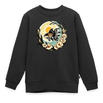 Poisson rouge Oranda fantaisie - Sweat Premium enfant bio - noir - Devant - AI Model Kid Female (0cm)