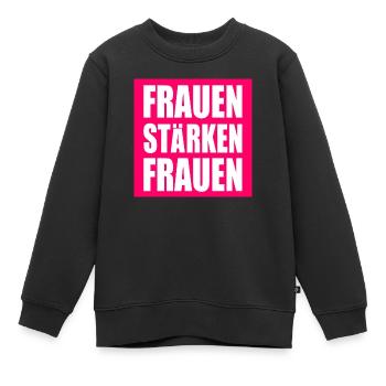 frauen stärken frauen - Kinder Premium Organic Sweatshirt - Schwarz - Vorne - AI Model Kid Female (0cm)