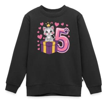 Süße Katze - 5. Geburtstag - 5 Jahre - Kinder Premium Organic Sweatshirt - Schwarz - Vorne - AI Model Kid Female (0cm)