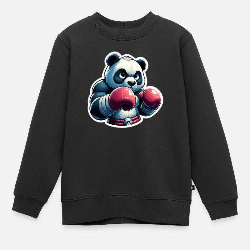 Panda Boxeur - Sweat Premium enfant bio - noir