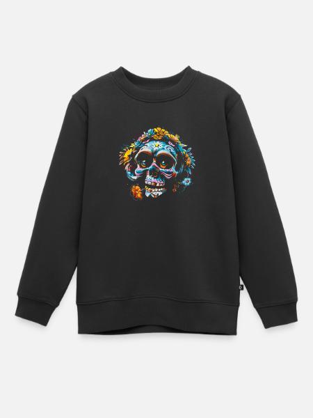 Skull flowers calavera - Kids Premium Organic Sweatshirt - black