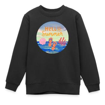 Bonjour l’été - Sweat Premium enfant bio - noir - Devant - AI Model Kid Female (0cm)
