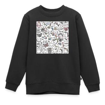 Licorne, chats et papillons - Sweat Premium enfant bio - noir - Devant - AI Model Kid Female (0cm)