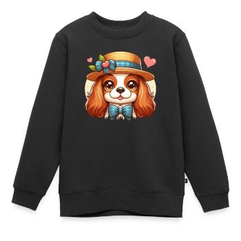 Cavalier King Charles Niedlicher Hund - Kinder Premium Organic Sweatshirt - Schwarz - Vorne - AI Model Kid Female (0cm)