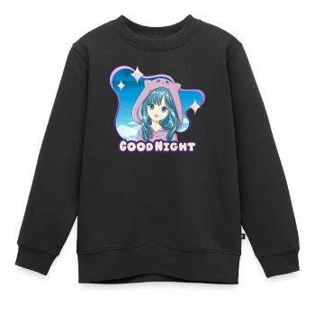 Anime | Bonne nuit - Sweat Premium enfant bio - noir - Devant - AI Model Kid Female (0cm)