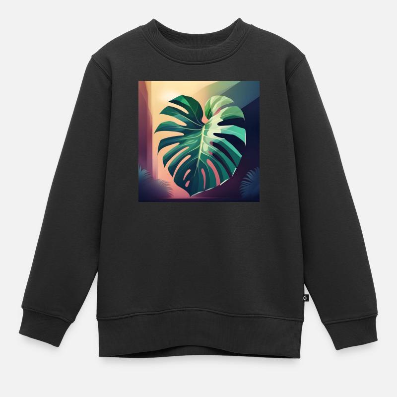 Monstera Leaf - Kinder Premium Organic Sweatshirt - Schwarz
