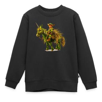 Kobold reitet auf Einhorn - Kinder Premium Organic Sweatshirt - Schwarz - Vorne - AI Model Kid Female (0cm)