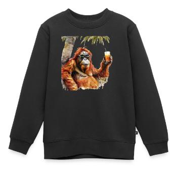 Refroidissement frais des orangs-outans - Sweat Premium enfant bio - noir - Devant - AI Model Kid Female (0cm)