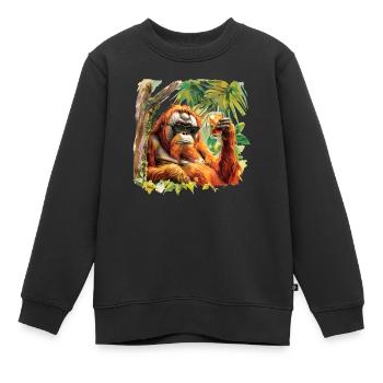 Orang-outan cool - Sweat Premium enfant bio - noir - Devant - AI Model Kid Female (0cm)