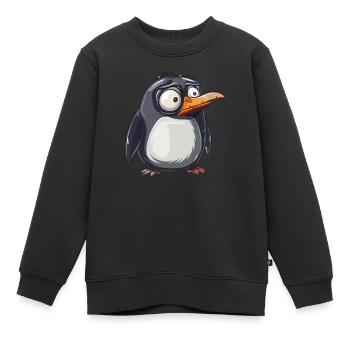 Süßer Pinguin Blick Fangt Blicke - Kinder Premium Organic Sweatshirt - Schwarz - Vorne - AI Model Kid Female (0cm)