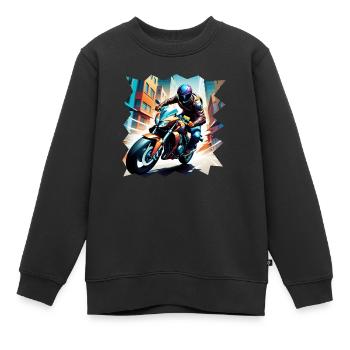 Motorrad Rennfahrer - Kinder Premium Organic Sweatshirt - Schwarz - Vorne - AI Model Kid Female (0cm)