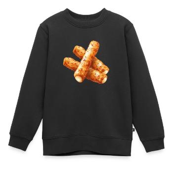 Délicieux bâtonnets de mozzarella Graphique - Sweat Premium enfant bio - noir - Devant - AI Model Kid Female (0cm)
