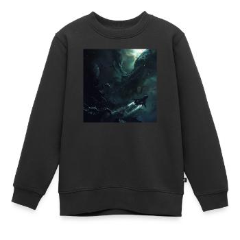 Espace sombre - Sweat Premium enfant bio - noir - Devant - AI Model Kid Female (0cm)