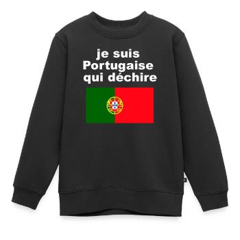 je suis portugaise qui déchire - Sweat Premium enfant bio - noir - Devant - AI Model Kid Female (0cm)