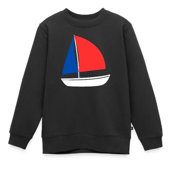 Blau, Weiß, Rot Frankreich Boot - Kinder Premium Organic Sweatshirt - Schwarz - Vorne - AI Model Kid Female (0cm)