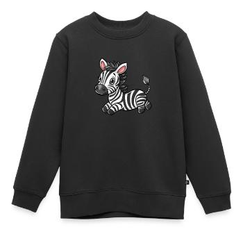Niedlicher Zebra-Sticker im Comic-Stil, isoliert - Kinder Premium Organic Sweatshirt - Schwarz - Vorne - AI Model Kid Female (0cm)