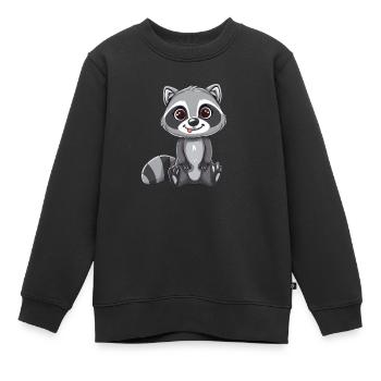 Niedlicher Waschbär Mit Großen Augen - Kinder Premium Organic Sweatshirt - Schwarz - Vorne - AI Model Kid Female (0cm)