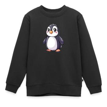 Pingouin mignon avec de grands yeux pour les amoureux des animaux - Sweat Premium enfant bio - noir - Devant - AI Model Kid Female (0cm)