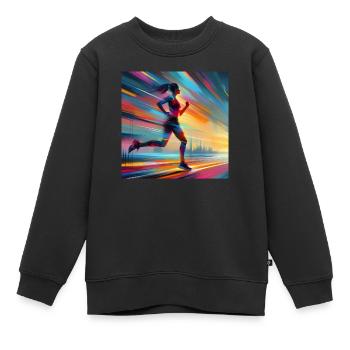 Femme de course 1 - Sweat Premium enfant bio - noir - Devant - AI Model Kid Female (0cm)