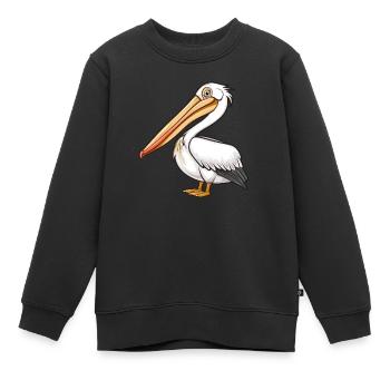 Stolzer Pelikan In Eleganter Pose - Kinder Premium Organic Sweatshirt - Schwarz - Vorne - AI Model Kid Female (0cm)