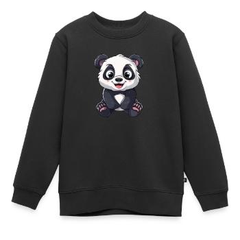 Niedlicher Panda Mit Großen Augen - Kinder Premium Organic Sweatshirt - Schwarz - Vorne - AI Model Kid Female (0cm)