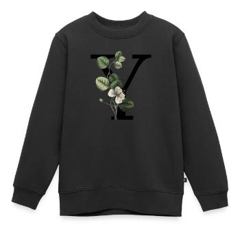 Grüner botanischer Y-Buchstabe - Kinder Premium Organic Sweatshirt - Schwarz - Vorne - AI Model Kid Female (0cm)