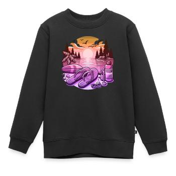 Sommer See Natur Flora Kunst Blumen Meer Strand - Kinder Premium Organic Sweatshirt - Schwarz - Vorne - AI Model Kid Female (0cm)