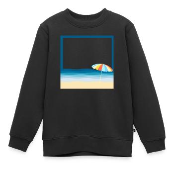 Sommerstrand mit Sonnenschirm - Kinder Premium Organic Sweatshirt - Schwarz - Vorne - AI Model Kid Female (0cm)