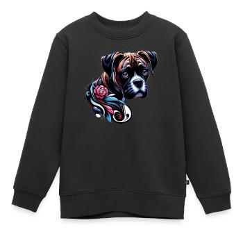 Boxer fleur - Sweat Premium enfant bio - noir - Devant - AI Model Kid Female (0cm)