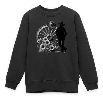 Cowboy Drôle Chapeau Cowboy Wild Western Rodeo Texas - Sweat Premium enfant bio - noir - Devant - AI Model Kid Female (0cm)