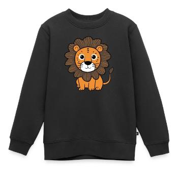 Lion pour les enfants - Sweat Premium enfant bio - noir - Devant - AI Model Kid Female (0cm)