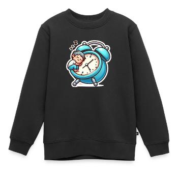 Réveil et sommeil - Sweat Premium enfant bio - noir - Devant - AI Model Kid Female (0cm)