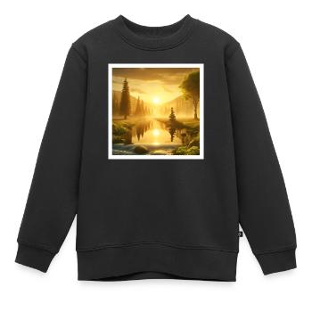 Paysage romantique pour se détendre - Sweat Premium enfant bio - noir - Devant - AI Model Kid Female (0cm)
