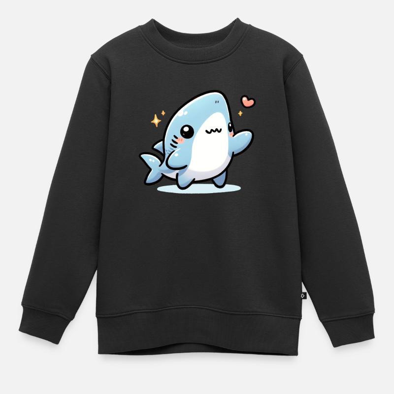 Requin mignon - Sweat Premium enfant bio - noir