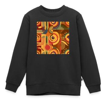 70er Jahre Nostalgie-Muster - Kinder Premium Organic Sweatshirt - Schwarz - Vorne - AI Model Kid Female (0cm)