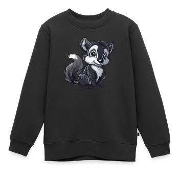 Niedlicher Skunk Mit Großen Augen - Kinder Premium Organic Sweatshirt - Schwarz - Vorne - AI Model Kid Female (0cm)