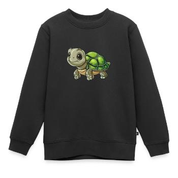 Entzückende Schildkröte Mit Großen Augen - Kinder Premium Organic Sweatshirt - Schwarz - Vorne - AI Model Kid Female (0cm)