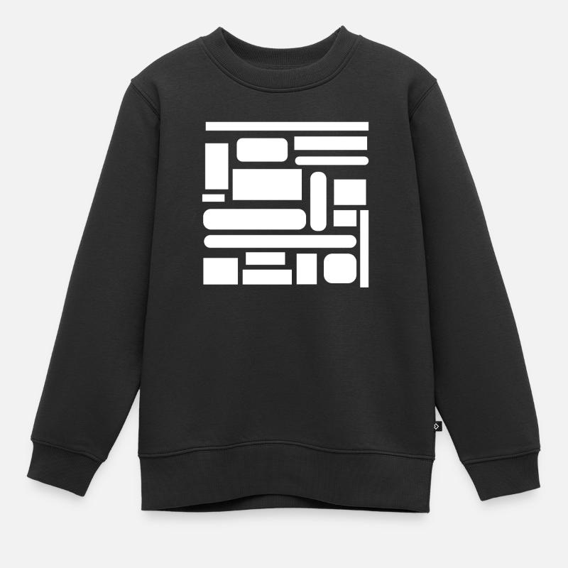 géométrie blanc - Sweat Premium enfant bio - noir