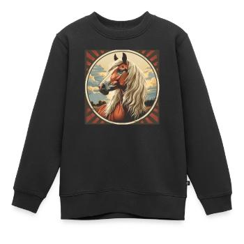 Cheval Haflinger - Sweat Premium enfant bio - noir - Devant - AI Model Kid Female (0cm)