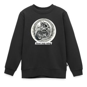 Never stop riding - Kids Premium Organic Sweatshirt - black - Front - AI Model Kid Female (0cm)