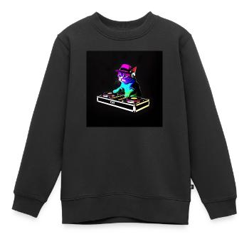 DJ Chat Scratch - Sweat Premium enfant bio - noir - Devant - AI Model Kid Female (0cm)