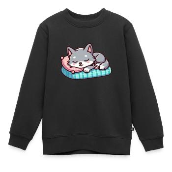 Cute Little Sleeping Wolf - Kids Premium Organic Sweatshirt - black - Front - AI Model Kid Female (0cm)