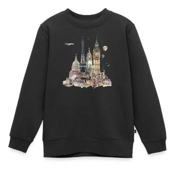 Wahrzeichen sind meist Bauwerke - Kinder Premium Organic Sweatshirt - Schwarz - Vorne - AI Model Kid Female (0cm)