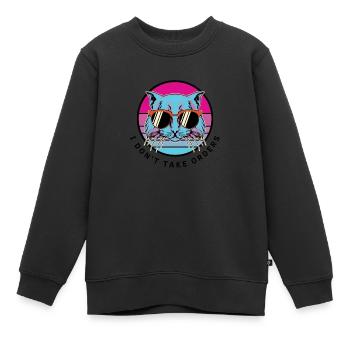 Cartoon Cat - i don t take orders - Kinder Premium Organic Sweatshirt - Schwarz - Vorne - AI Model Kid Female (0cm)