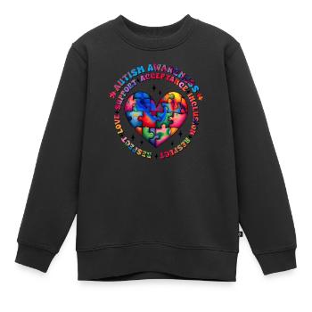 Autisme Super-héros Soignant Puzzle Enfants Anormaux - Sweat Premium enfant bio - noir - Devant - AI Model Kid Female (0cm)