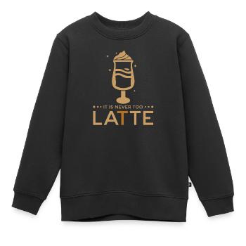 Café Latte Lustiger Spruch - Ce n’est jamais trop LATTE - Sweat Premium enfant bio - noir - Devant - AI Model Kid Female (0cm)